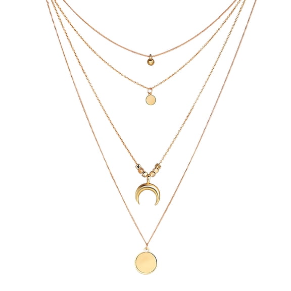 harmtty Neck Pendant Stainless Silver Color Long Chain Necklace for Dating,Golden