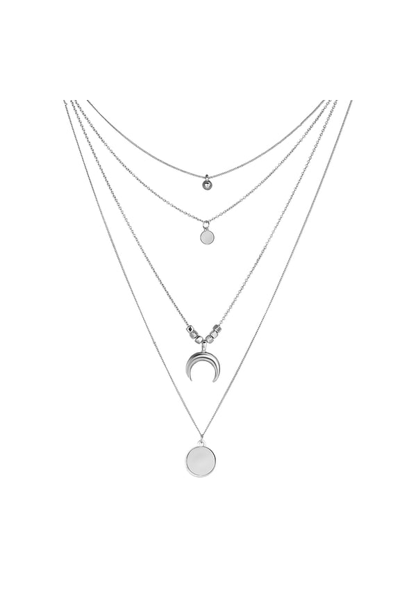 Neck Pendant Stainless Silver Color Long Chain Necklace for Dating,Silver