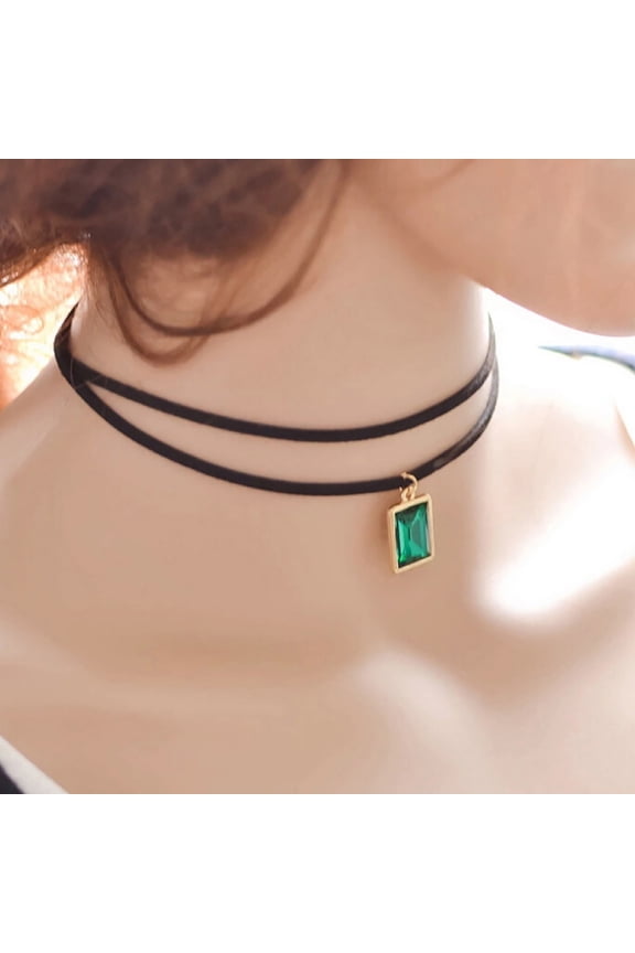 Neckband Choker Double Layers Durable Velvet Black Velvet Short Chain for Party,Green