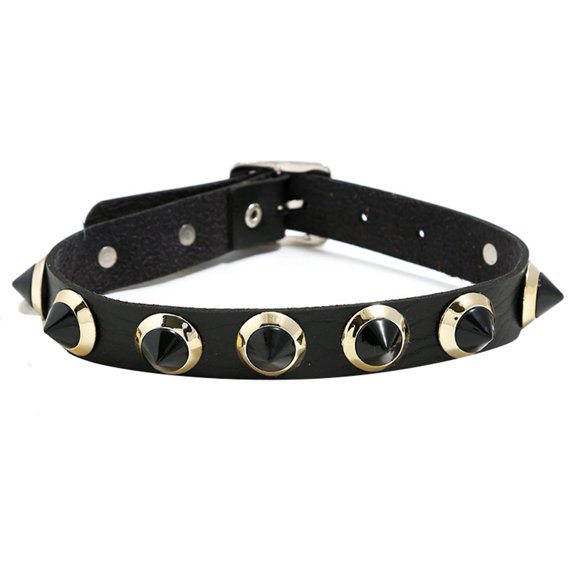 harmtty Night Club Punk Women Spike Rivet Studded Faux Leather Choker Necklace Collar,Black