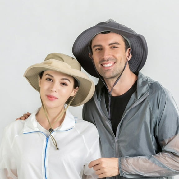 harmtty Outdoor Women Men Anti Bug Bee Mosquito Hat Head Net Sun Protection Bucket Cap,Khaki