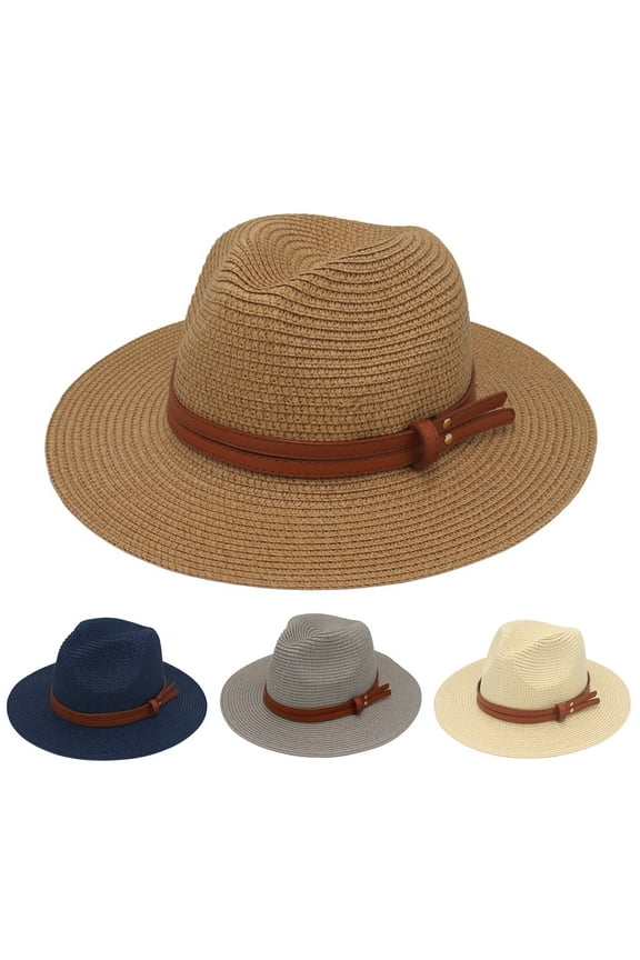 Panama Hat Straw Weaving Folding Men Women Anti Sun Waterproof Travel Cap for Beach,Navy Blue