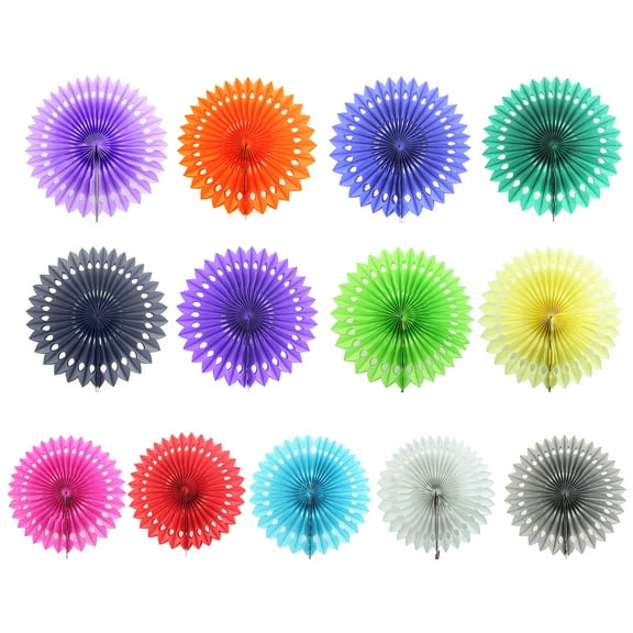 harmtty Paper Fan Flower Round Skeleton Scene Setting Props Paper Fans Pinwheels Hanging Flower for Wedding Party,Grey