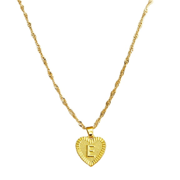 harmtty Pendant Necklace A-Z Initial Letter Heart Shape Jewelry Simple Bright Luster Necklace for Birthday,E