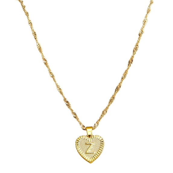 harmtty Pendant Necklace A-Z Initial Letter Heart Shape Jewelry Simple Bright Luster Necklace for Birthday,Z