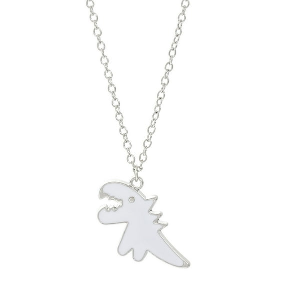 harmtty Pendant Necklace Dinosaur Ins Hip Hop Jewelry Long Electroplating Couple Necklace for Friend,White