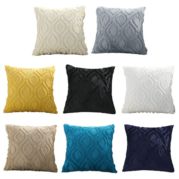 harmtty Pillow Case Invisible Zipper Seal Easy to Replace Soft Texture Plush Comfortable Touch Anti-Tear Nordic Style Sofa Pillowcase Bedroom Decor,Black