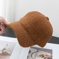thumbnail image 1 of harmtty Plush Baseball Cap Autumn Winter Fuzzy Curved Brim Windproof Warm Solid Color UV Men Women Adults Outdoor Sports Casual Ponytail Peaked Hat White, 1 of 8