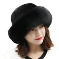 thumbnail image 1 of harmtty Plush Brim Warm Fisherman Cap Solid Soft Thickened Faux Mink Fur Basin Hat for Daily Life,Black, 1 of 8