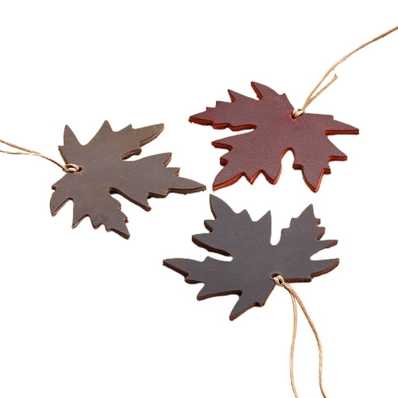 harmtty Reading Bookmark Anti-scratch Colorfast Smooth Surface Labeling Vintage Faux Leather Maple Leaf Pendant Bookmark School Supplies,Brown