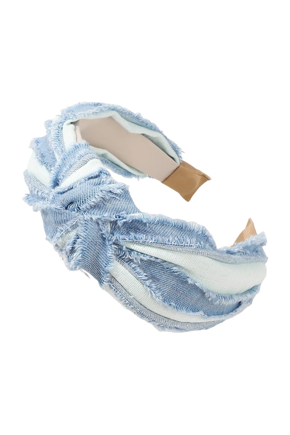 Retro Denim Hair Hoop Women Denim Headband Wide Knot Design Retro Hairband Daily Party Hair Accessories