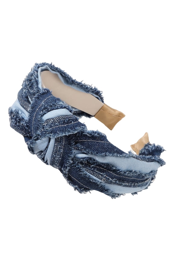 Retro Denim Hair Hoop Women Denim Headband Wide Knot Design Retro Hairband Daily Party Hair Accessories