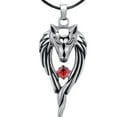 thumbnail image 1 of harmtty Rhinestone Titanium Steel Pendant Punk Wolf Head Totem Men Necklace,Red, 1 of 6