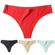 harmtty Sexy Ice Silk Thin Low Waist Seamless G-string Thong Panties Underwear for Women,Jujube Red,XL