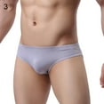 thumbnail image 1 of harmtty Sexy Men's Underwear Solid Color Mid Rise Ice Silk Briefs Elastic Underpants,Grey, 1 of 8