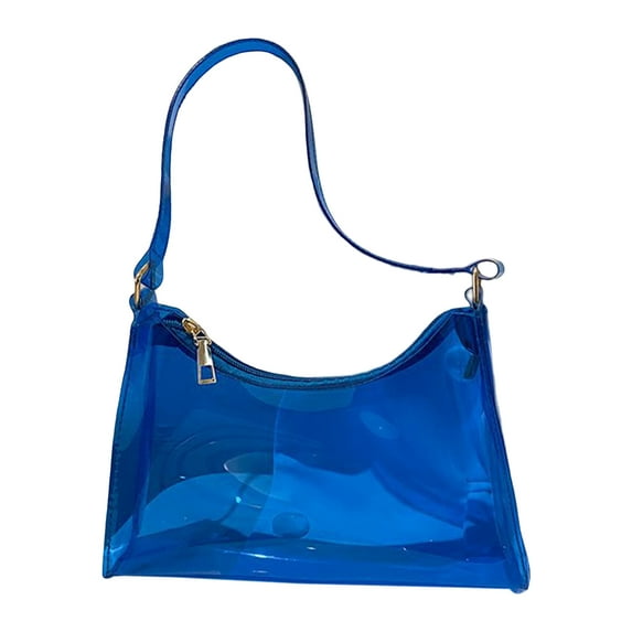 harmtty Shoulder Bag Transparent Large Capacity PVC Multipurpose Korean Style Jelly Handbag Birthday Gift ,Blue