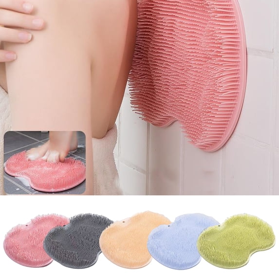harmtty Shower Foot Massager Non-Slip Mat Multifunctional Suction Cup Design Bath Massage Brush Bath Supply for Bathroom,Grey