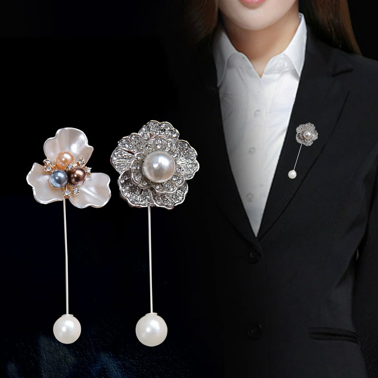 harmtty Simulated Flower Brooch Faux Pearl Luxury Lady Clothing