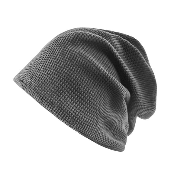 harmtty Solid Color Hat Men Women Spring Autumn Pile Hat Solid Color Brimless High Elastic Knitting Beanie Hat Fashion Accessories Dark Gray