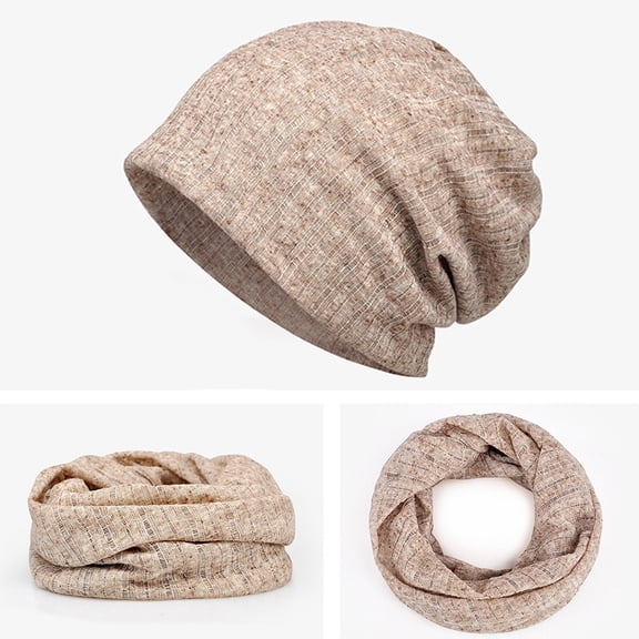 harmtty Spring Summer Dual-use UV Protection Baggy Beanie Hat Cap Neck Gaiter Bandana,Coffee