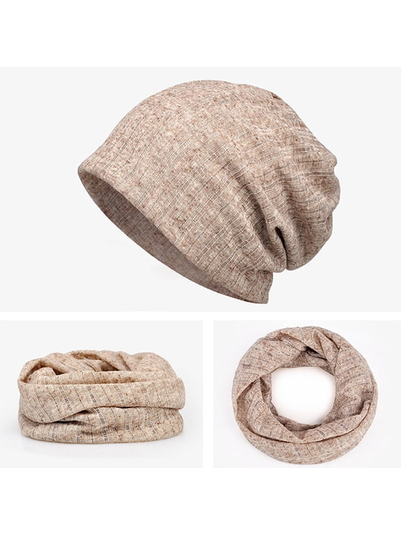 Spring Summer Dual-use UV Protection Baggy Beanie Hat Cap Neck Gaiter Bandana,Coffee