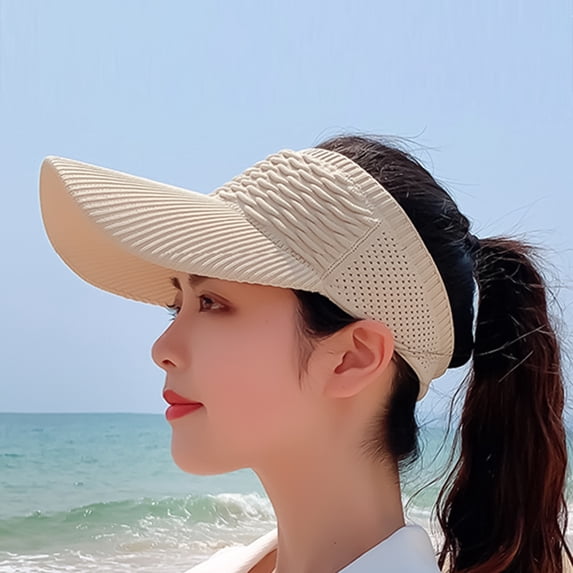 harmtty Spring Summer Women Empty Top Hat Sunscreen Caps for Outdoor Sports,Cream Coloured