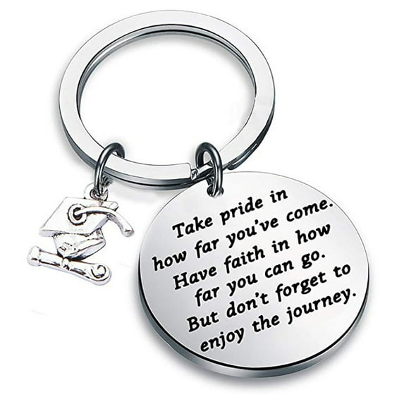 harmtty Stainless Steel Words Print Hanging Key Chain Ring Pendant Graduation Gift Decor,Multicolor