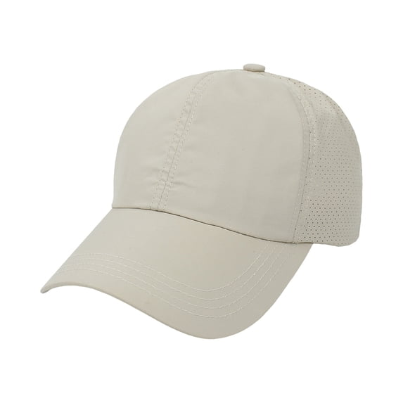 harmtty Sun Protection Hat Unisex Baseball Sun Protection Hollow Out Adjustable Circumference Anti-uv Solid Ponytail Hole Dome Hiking Traveling Shopping Khaki
