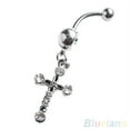 thumbnail image 1 of harmtty Surgical Steel Cross Dangle Navel Button Bar Belly Ring Piercing Body Jewelry Gift, 1 of 5