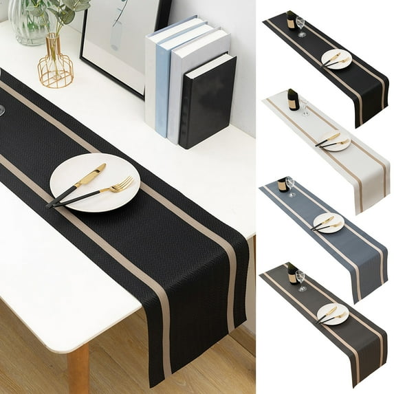 harmtty Table Runner Waterproof Anti-scratch Anti-dirty Anti-oil Cuttable Table Decoration PVC Dinning Room Table Runner Home Decoration,Black