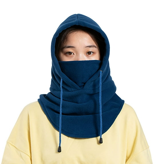 harmtty Unisex Autumn Winter Windproof Drawstring Warm Outdoor Hood Balaclava Headgear,Blue