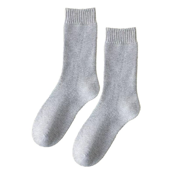 harmtty Unisex Winter Socks Thick Winter Socks 1 Pair Unisex Knitted Mid-tube Thick Plush Warm Sweat Absorption Anti-slip Casual Floor Socks Grey