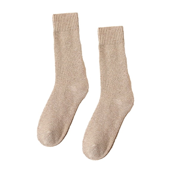 harmtty Unisex Winter Socks Thick Winter Socks 1 Pair Unisex Knitted Mid-tube Thick Plush Warm Sweat Absorption Anti-slip Casual Floor Socks Khaki
