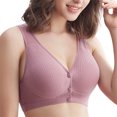 thumbnail image 1 of harmtty Vest Bra Padded Thin Solid Color Front Closure Women Bra for Daily Wear,Purple,M, 1 of 8