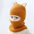 thumbnail image 1 of harmtty Warm 2-5 Years Fox Ear Decor Brimless Solid Color Eyes Exposed Baby Hat Children Autumn Winter Thickened Plush Lining Scarf Hat Costume Accessories Light Pink, 1 of 8