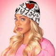 thumbnail image 1 of harmtty Warm Unisex Autumn Winter Knitting Hat Heart Letter Jacquard Print Women Men Hip Hop Style Beanie Hat Outdoor Riding Windproof Warm Hat White Black, 1 of 8