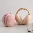 thumbnail image 1 of harmtty Warm Winter Earmuff Soft Plush Foldable Windproof Thicken Ear Fluffy Solid Color Elastic Ear Cover Head Accessory Dark Pink, 1 of 8