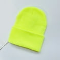 thumbnail image 1 of harmtty Warm Winter Hat Unisex Stretchy Knitted Solid Color Warm Soft Ear Protection High Elasticity Regular Fit Winter Fall Beanie Women Men Cap Fluorescent Yellow, 1 of 7