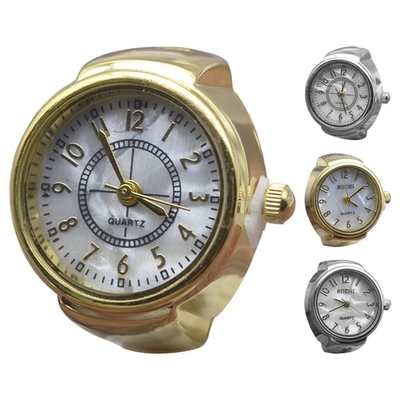 harmtty Watch Ring Decorative Clear Dial Jewelry Clock Quartz Analog Finger Ring Watch for Adult,Silver 2