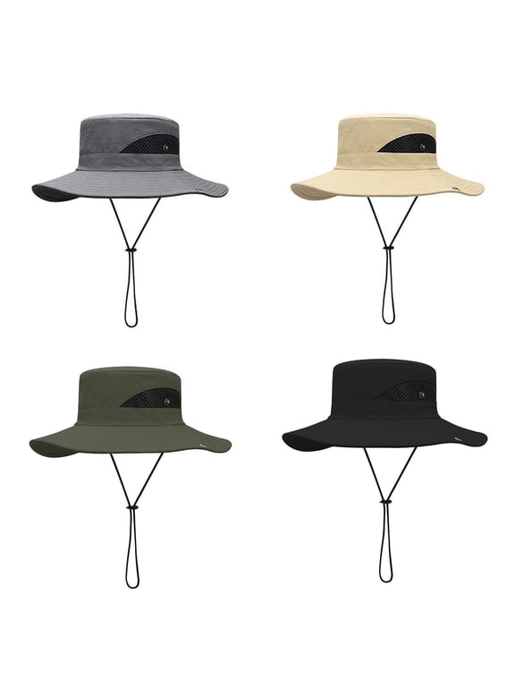 Waterproof Men Hat Big Hat Brim 360 Degree Shading Multifunctional Breathable UV-proof Bucket Camping Cap for Daily Life,Black