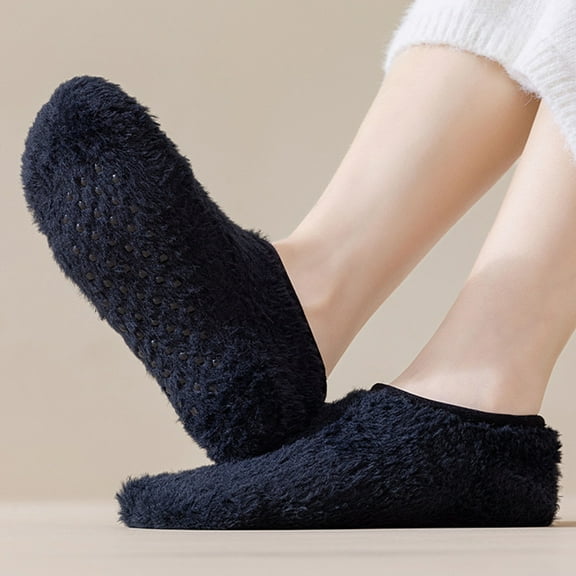 harmtty Winter Floor Socks Men Women Warm Plush Home Slipper Socks with Grips Low Cut Anti-Slip Ankle Socks for Indoor Living Room Bedroom