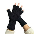 thumbnail image 1 of harmtty Winter Gloves Unisex Half-finger Thermal Gloves Soft Fleece Elastic Wrist Anti-slip Windproof Extended Wrist Ideal for Winter Weather Writing Typing 1 Black, 1 of 8