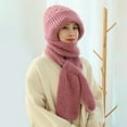 thumbnail image 1 of harmtty Winter Warm Hat with Scarf Solid Color Friendly to Skin Windproof Thickened Ear Outdoor Beanie Hat for Women Khaki, 1 of 8