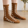 thumbnail image 1 of harmtty Winter socks 1 Pair Ladies Socks Flower Applique Vintage Forest Style Thick Anti-slip Warm Soft High Elasticity Winter Mid-tube Socks Coffee, 1 of 8