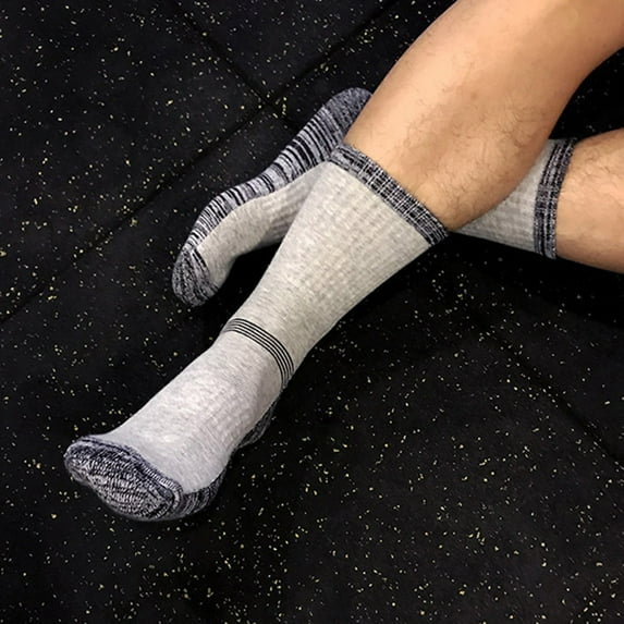 harmtty Winter socks 1 Pair Men Winter Sports Socks Mid-tube Thickened Soft Anti-slip Elastic Patchwork Color Matching No Odor Basketball Football Jogging Socks Blue