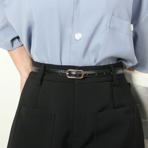 harmtty Women Belt Imitation Leather Adjustable Thin Waistband Solid Color Dresses Shirts Tops Waist Belt Versatile Fashion Accessory