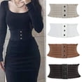 thumbnail image 1 of harmtty Women Belt Shirring Solid Color Wide Band High Elasticity Figure Shaping Lady Waist Band for Party, 1 of 8