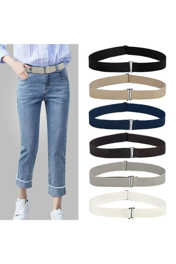 Women Belt Solid Color Stretch Adjustable Invisible Adjustable Lightweight Jeans Belt Fashion Accessory,Grey