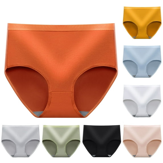 harmtty Women Briefs Mid Waist Breathable Solid Color High Elasticity Quick Dry Butt-lifted Soft Anti-pilling Comfortable Lady Underpants for Inner Wear,Apricot
