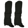 thumbnail image 1 of harmtty Women Cable Knit Leg Warmers Knitted Crochet Long Socks,Deep Gray, 1 of 8